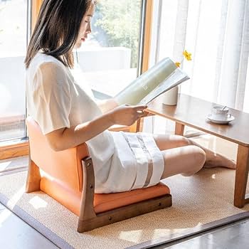 写場椅子　赤＋ベージュ 座椅子 リクライニング 座いす ハイバック フロアチェア 無段階